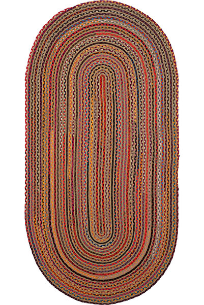 Cool Halı Luke Renkli Yıkanabilir Oval Mutfak Halısı Dekoratif Leke Tutmayan Hasır Tezgah Önü Mutfak Paspası