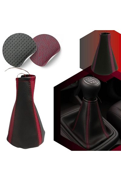 ZETOTO Universal Gear Gaiter Steering Wheel Cover Seat Belt Pad Set Neck Pillow Set Red