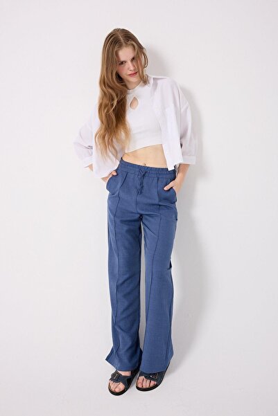 Irmak Kerekli Pantaloni largi cu picioare lungi Palazzo din amestec de in pentru femei 1607