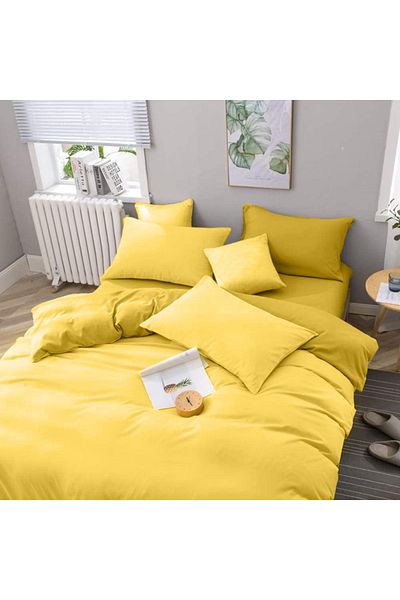 Five Store Bed sheet made of 100% ranforce cotton, density 120 g/sqm, Yellow, 180/220cm