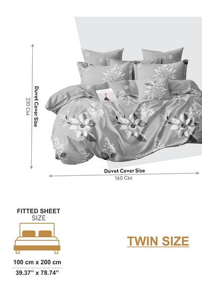 Donetella 4-Piece Printed Duvet Cover Set, Single Size 160x220cm, Microfiber, (Whitout Filler).