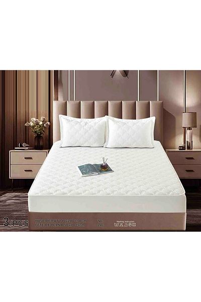 CHIRASO CHIRASO Bed Topper Set, VELVET, ELASTIC 140x200+30cm and 2 Pillowcases 50x70cm, white