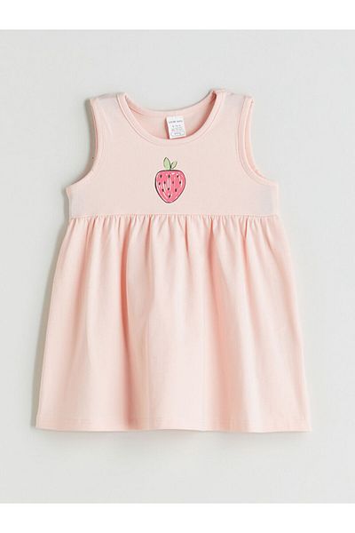 LC Waikiki Crew Neck Sleeveless Printed Baby Girl Dress 3-Piece