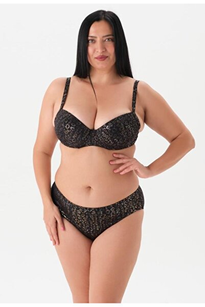 Eros 4089 Siyah Leopar Desenli Yarı Destekli Dolgulu Balenli Upf 50+ Uv Prote...