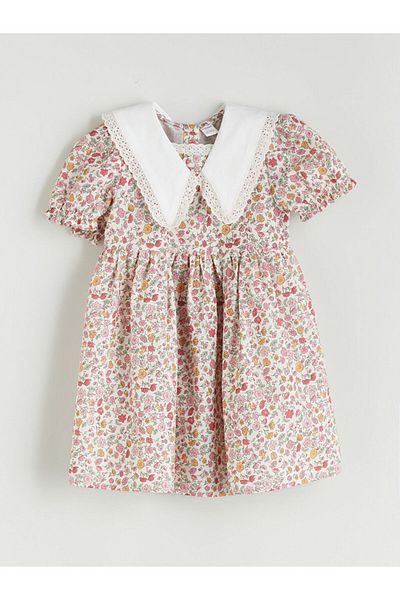 LC Waikiki New Season Baby Collar Girl's Linen Blend Dress - S5Du15Z1