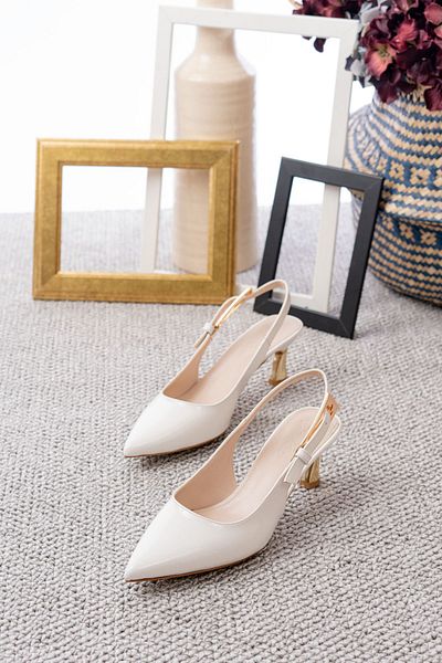 Egepass Life Gold Detailed Elegant Stylish Women's Sitiletto Heeled Shoes Suitable for Daily Wear