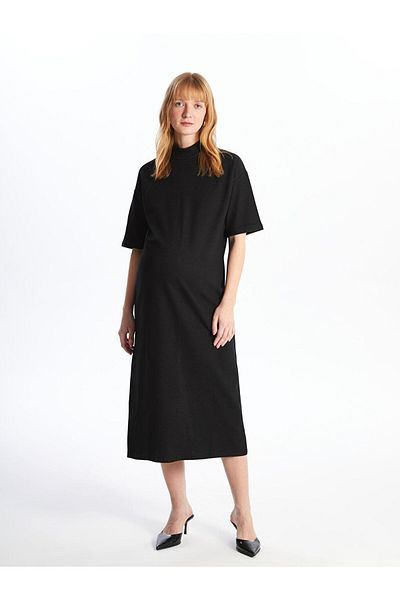 LC Waikiki Lcw Stand Collar Straight Short Sleeve Maternity Dress Fast Fashion