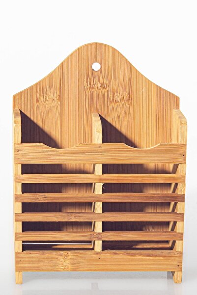 Bundeba Θήκη για οδοντόβουρτσα από μπαμπού με ξύλινο διαχωριστικό για κουτάλια, μαχαίρια και πιρούνια