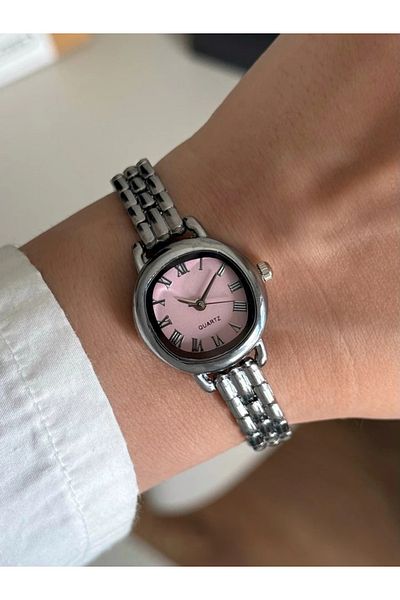 RoseandRoses Cecilia Special Vintage Series Thin Cord Women Wrist Watch Silver (Pink Dial)