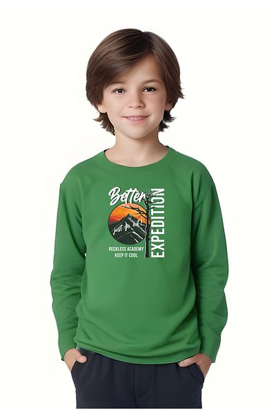 FYK KİDS Boy's Expedition Printed Zero-Collar Religion Bottom-Up Set