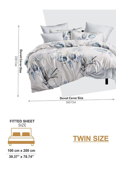 Donetella 4-Piece Printed Duvet Cover Set, Single Size 160x220cm, Microfiber, (Whitout Filler).