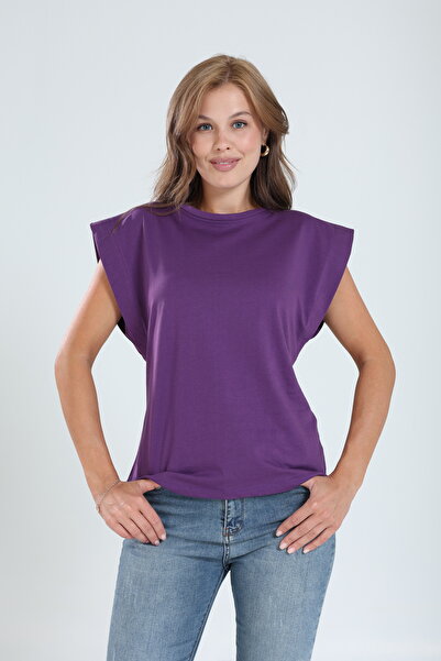 Tight Lady 100% βαμβακερό γυναικείο μπλουζάκι με λαιμόκοψη με βαμβακερή εμφάνιση μασχάλης