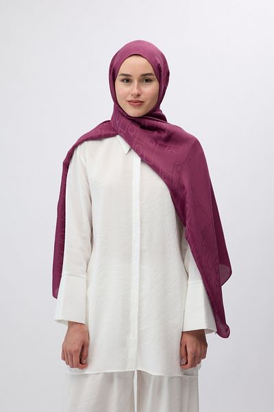 Qef Silk Jacquard Monogram Shawl Cherry Rot
