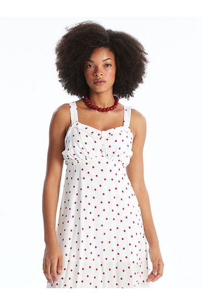 LC Waikiki Lcw Heart Collar Polka Dot Strap Women's Dress Fast Fashion