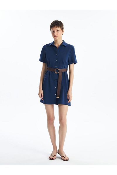 LC Waikiki Lcw Straight Short Sleeve Women's Shirt Dress Fast Fashion