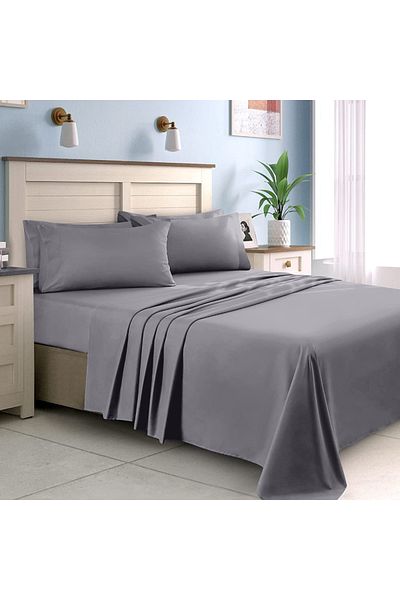 Five Store Bed sheet with elastic made of 100% ranforce cotton, density 120 g/sqm, Grey, 90/200cm