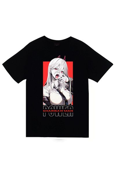 fame-stoned Tricou negru unisex 100% bumbac cu imprimeu Chainsaw Man