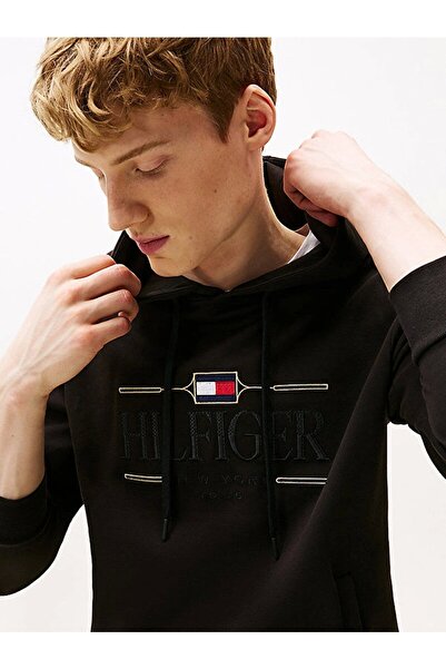 Tommy Hilfiger Icon Hilfiger Hoodie Men's Black Sweatshirt Mw0Mw39586Bds