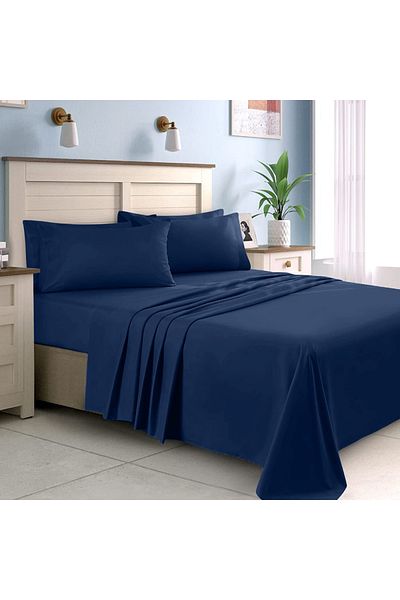 Five Store Bed sheet with elastic made of 100% ranforce cotton, density 120 g/m2, Blue, 160/200cm
