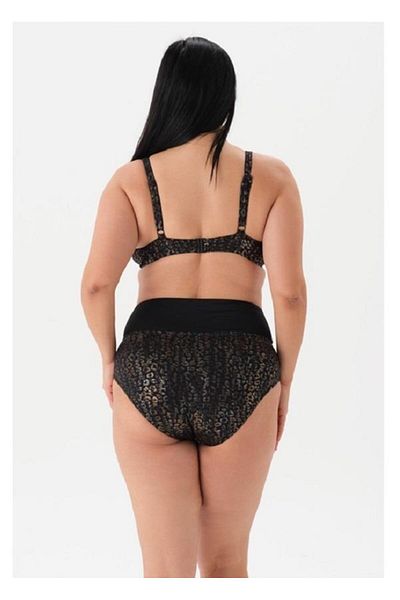 Eros 4088 Black Leopard Patterned High Waist Upf 50+ Uv Protection Underwire Gathering Bikini Suit