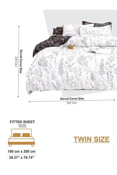 Donetella 4-Piece Printed Duvet Cover Set, Single Size 160x220cm, Microfiber, (Whitout Filler).