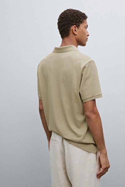 Massimo Dutti Mikro dokulu ve pamuklu polo yaka t-shirt