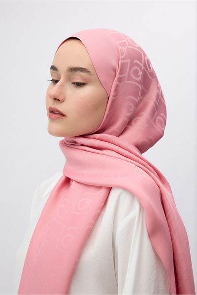 Qef Silk Jacquard Monogram Shawl Pink