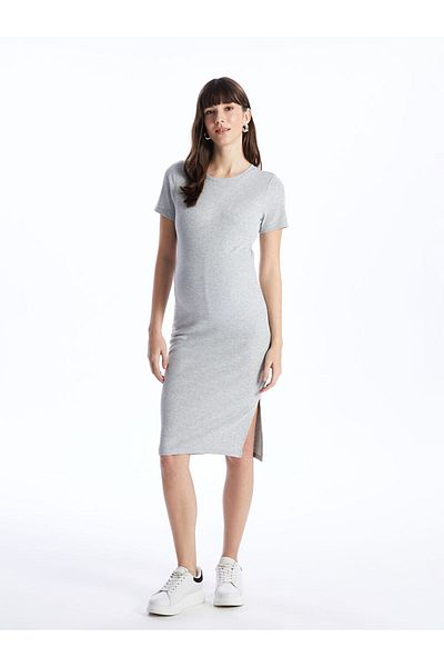 LC Waikiki Lcw Crew Neck Solid Short Sleeve Maternity Dress Fast Fashion