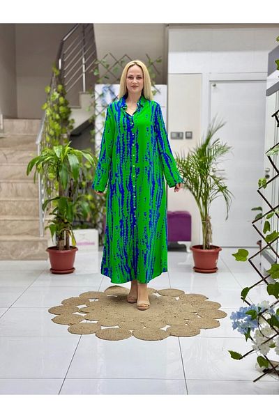 Punta Otantik Sln31120 Cotton Viscose Buttoned Long Selin Dress