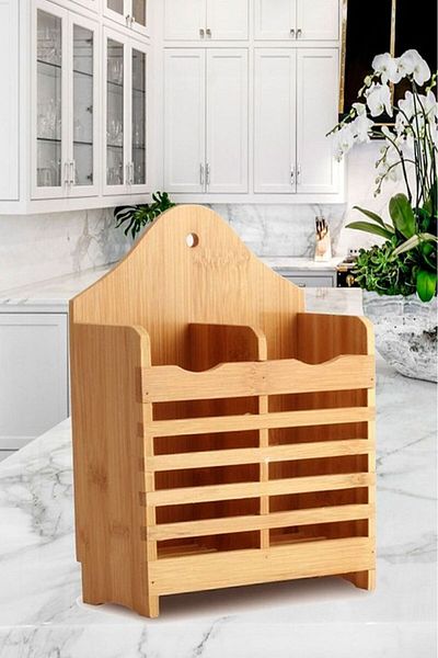 Bundeba Bamboo Upright Spoon Holder Bamboo Toothbrush Holder Bamboo Knife Fork Spoon Holder