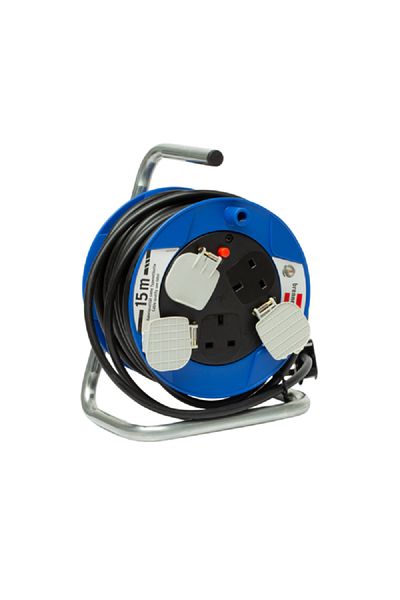 Brennenstuhl 3-Way Socket Compact Cable Reel Black and Blue 15m