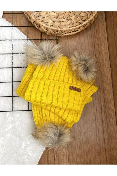 ArdenKids 1-5 Yaş Sarı Atkı Bere Takımı