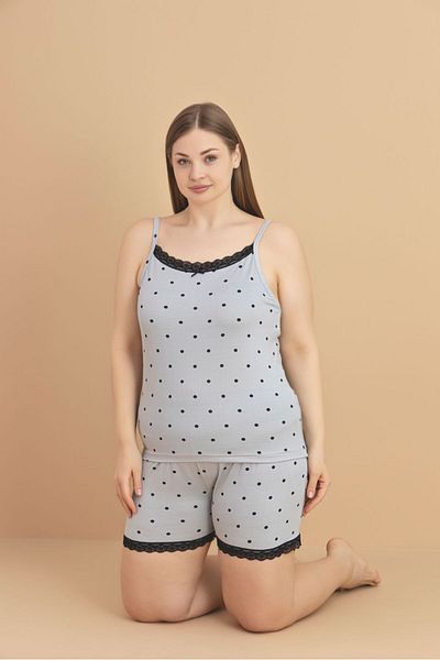 Temporium Women's Milan Fabric Large Size Curve Printed Patterned Bamboo Shorts Pajama Set