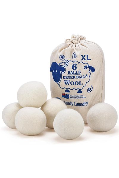 Teno Set of 6 Teno® Dryer Balls, reusable, anti-static, reduce drying time, white