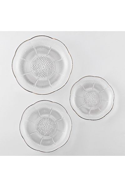 sharpdo Three Piece Fluorescent All Bright Glass Daily Plate Set