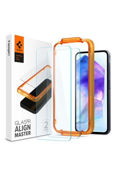Spigen [set 2x] Tempered Glass Screen Protector For Samsung Galaxy A55 5g, Transparent