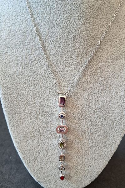 Boox99 Wip Steel Color Row Zircon Stone Y Model Women's Necklace |   Blackened 45 cm