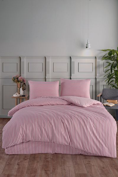 LUYASHOP Cotton Satin Single Fitted Sheet Duvet Cover Set Dusty Rose