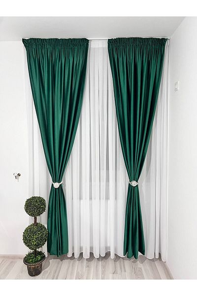 Metropolitan Concept Set of two Ronda velvet curtains, emerald green, worked on 10 cm wide rejansa, 2x150x270 cm