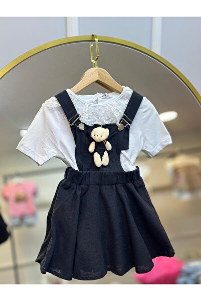 ArdenKids Siyah Teddy Body & Salopet Takım