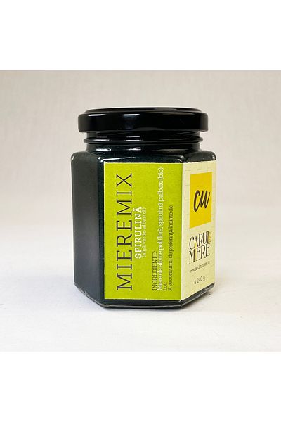 CARUL CU MIERE Honey with Spirulina, Bee honey with Spirulina, blue-green algae, 240g, MiereMix