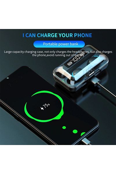 TECHSTAR Căști F9 Smart Techstar®, fără fir, Bluetooth V5.0, rezistente la stropire, tactile, iOS, 1200 mAh, Andro