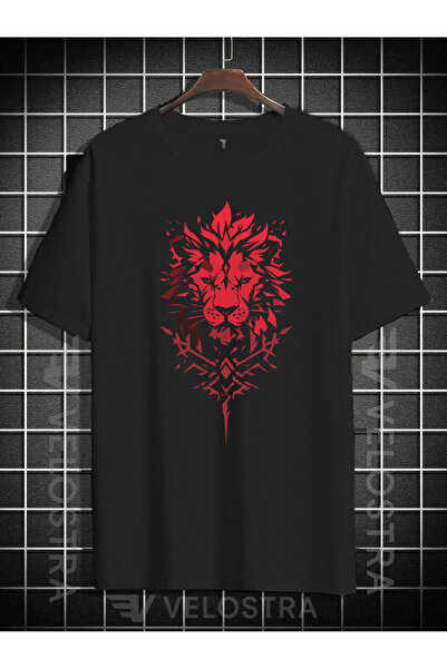 Velostra Μπλουζάκι Unisex Red Lion με τύπωμα oversized