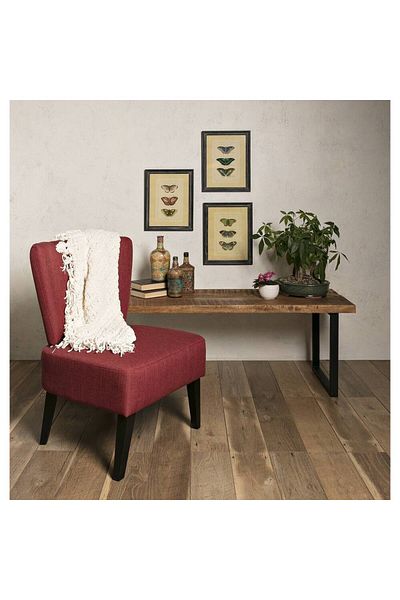 rexa 34" Red & Black Armless Accent Chair – Modern Indoor Seating for Home or Office