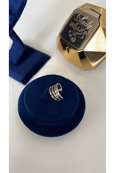 SU PERİSİ TAKI BİJUTERİ Gümüş Renk Dört Sıra Halka Kıkırdak Küpe