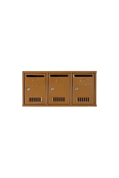 flores 3-post mailbox module, brown, 560 x 260 x 75 mm