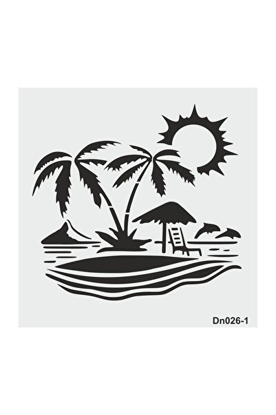 STENCİLTASARIM Stencil Tasarım DN026 Deniz Temalı , 20X20cm , 4 lü stencil seti SET:44 Duvar Ahşap Boyama Desen