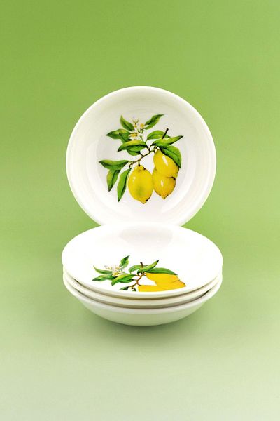 Bursa Porselen Dekor Lemon 4 Pieces Porcelain Snack Bowl
