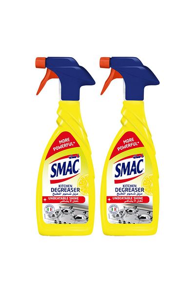 SMAC مزيل دهون المطبخ برائحة الليمون، عبوتان × 650 مل - منظف قوي مع لمعان معزز