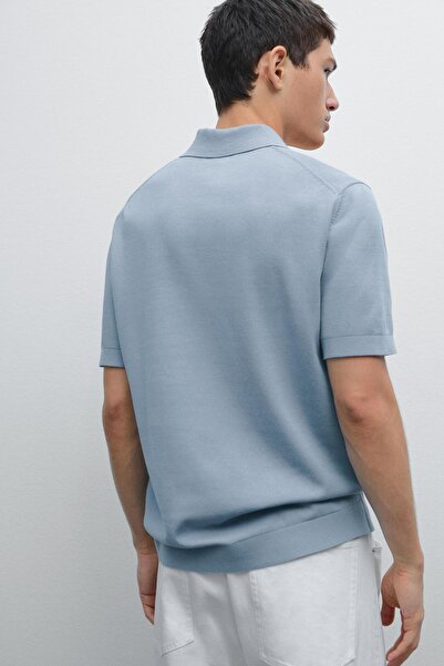 Massimo Dutti Pamuklu triko kareli polo yaka t-shirt